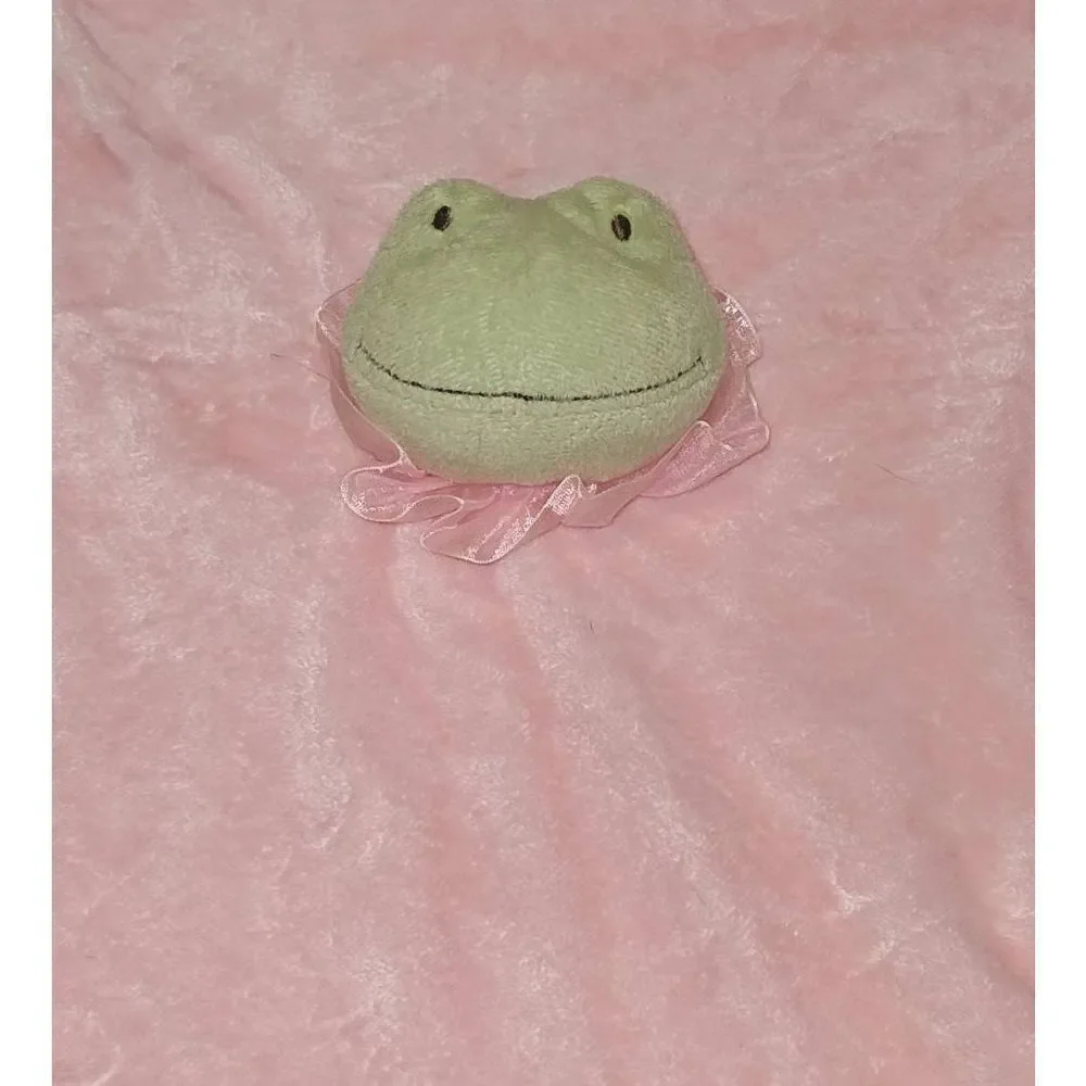 Hallmark Lovey Princess Frog Baby Security Blanket Plush Pink Satin Trim 19